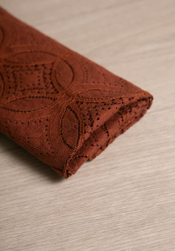 COUPONS - Tissu dentelle Botanica - Chocolat