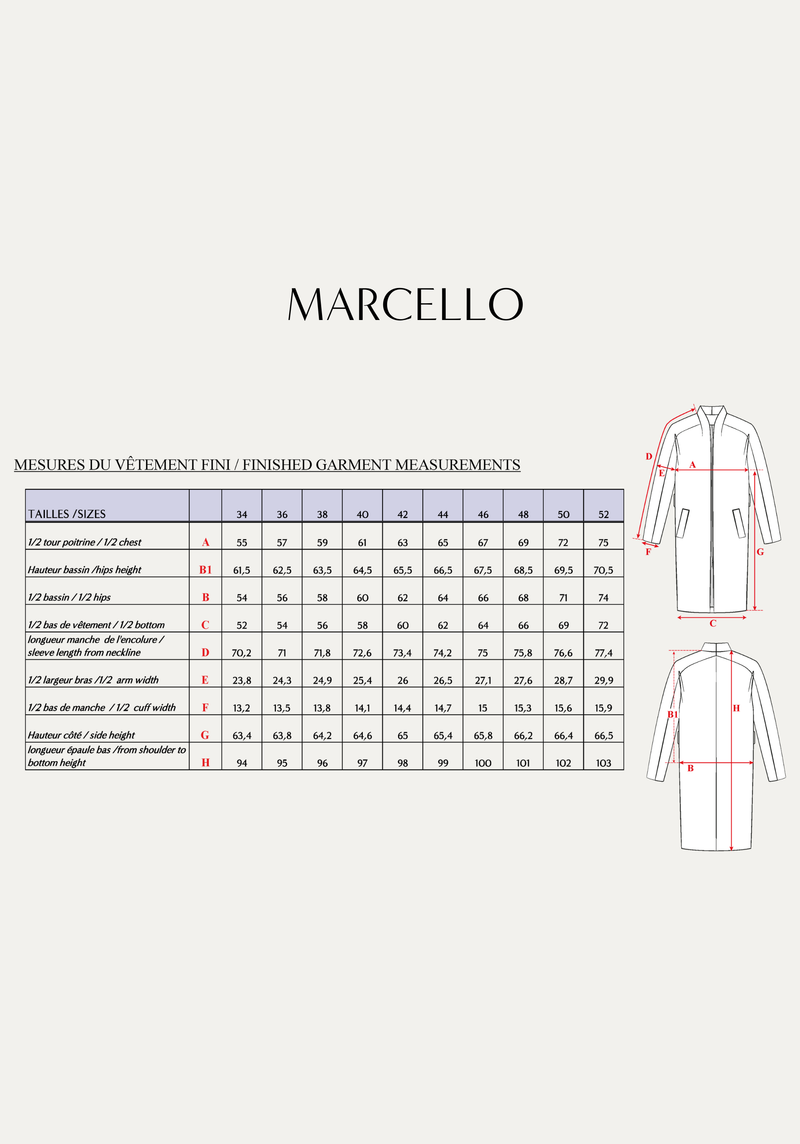 Patron couture manteau Marcello - Patron pochette