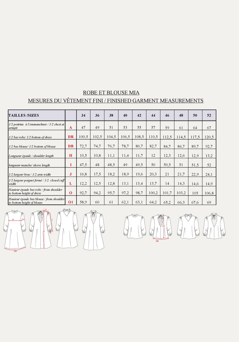 Mia dress and blouse sewing pattern / PDF (A4, A3, A0, US Letter) - Frames, Layers by Size, Video projection 