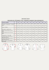 Patron couture PDF blouse Tilda et ses 5 options de col / PDF (A4, A3, A0, US Letter) - Cadres, Calques par Taille, Vidéoprojection