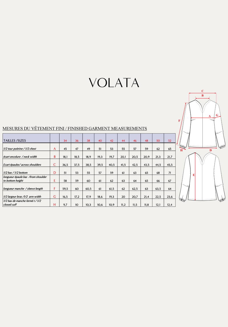 Patron couture blouse Volata - Patron pochette