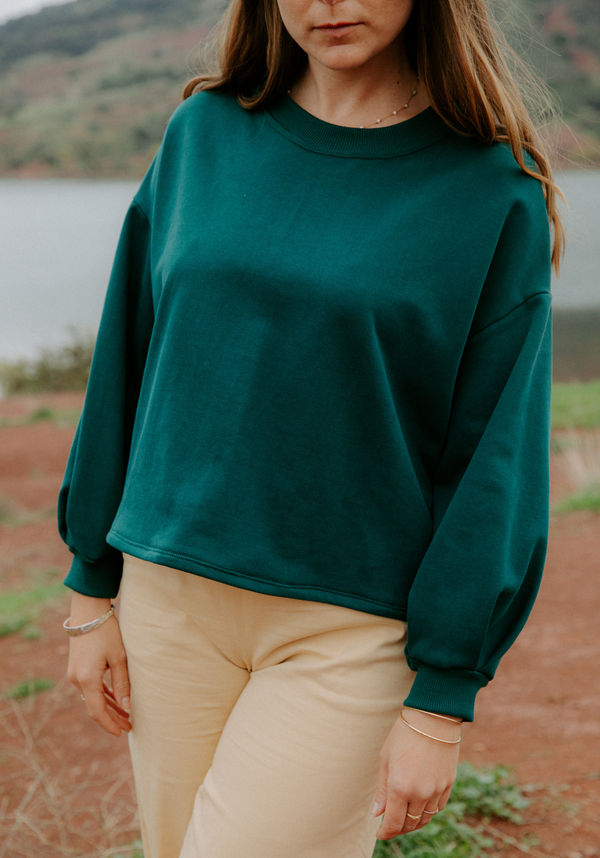 COUPON 180 cm - Tissu sweat French Terry - Vert Scarabée