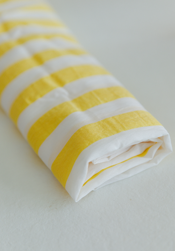 COUPON 70 cm - Tissu voile poly viscose à rayures Berlingot Jaune Fizz