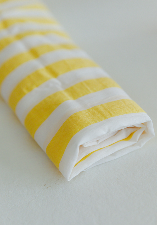 Tissu voile poly viscose à rayures Berlingot Jaune Fizz