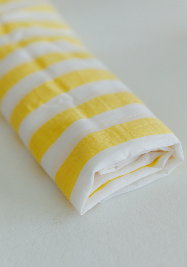 Tissu voile poly viscose à rayures Berlingot Jaune Fizz - par 10 cm