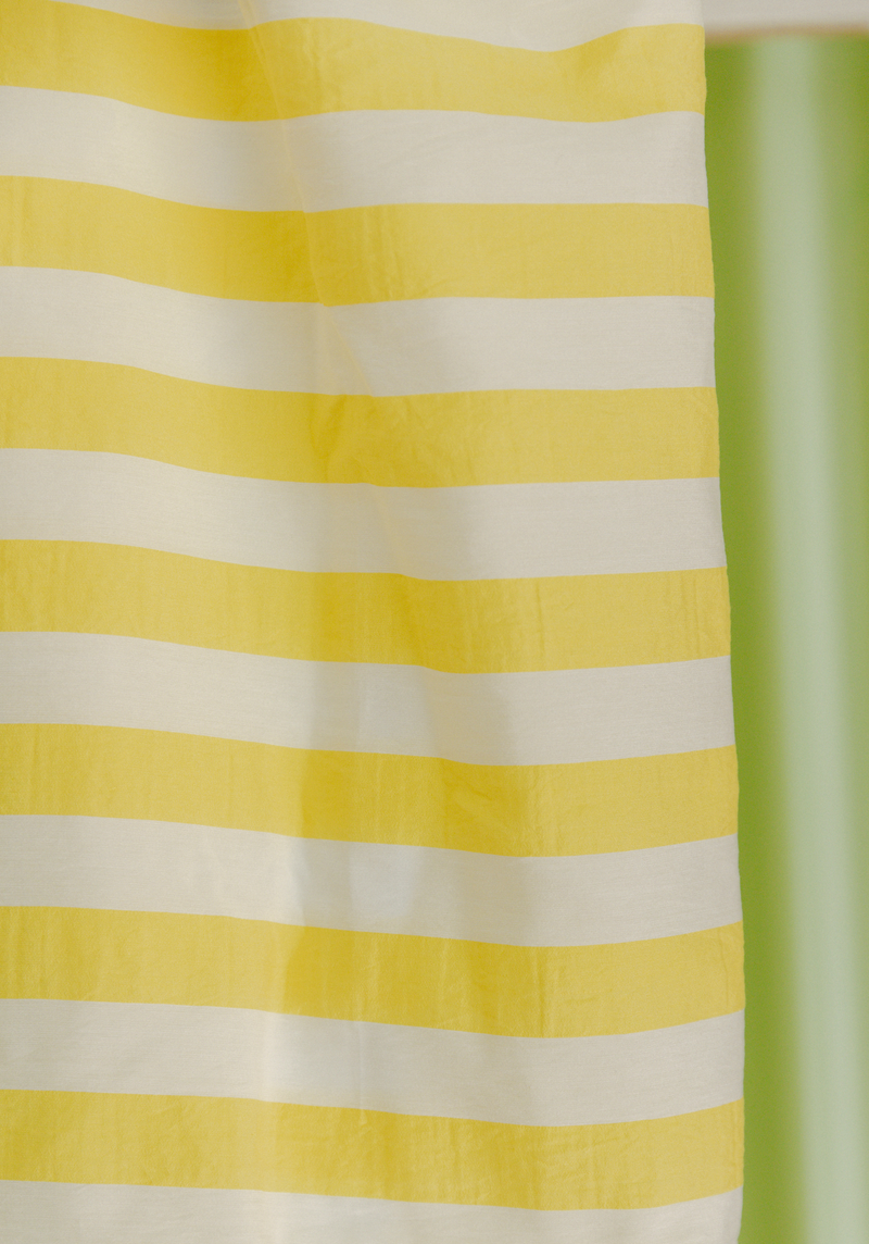 Tissu voile poly viscose à rayures Berlingot Jaune Fizz