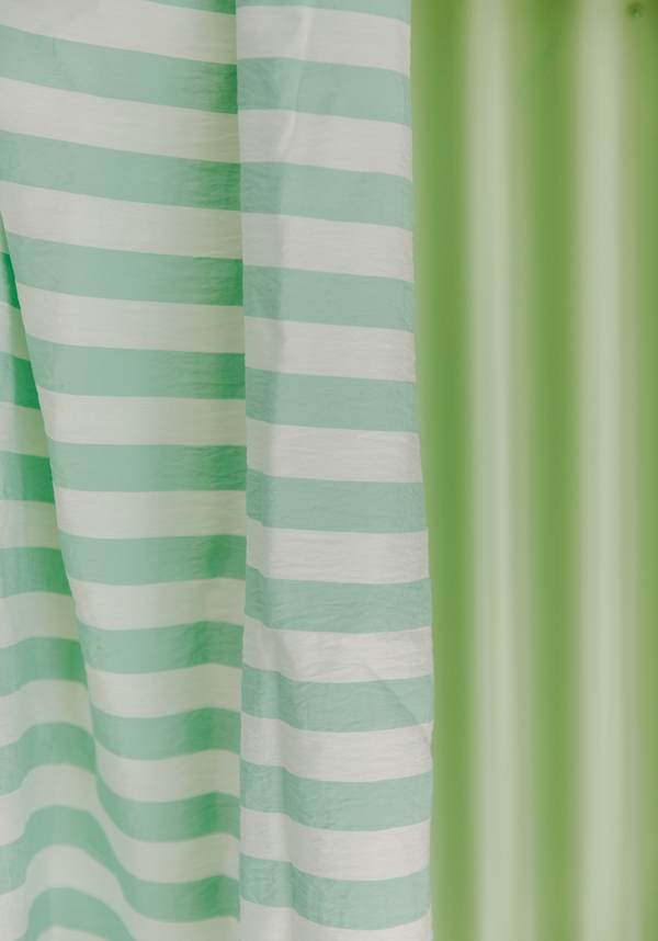 COUPON 70 cm - Tissu voile poly viscose à rayures Berlingot - Menthe