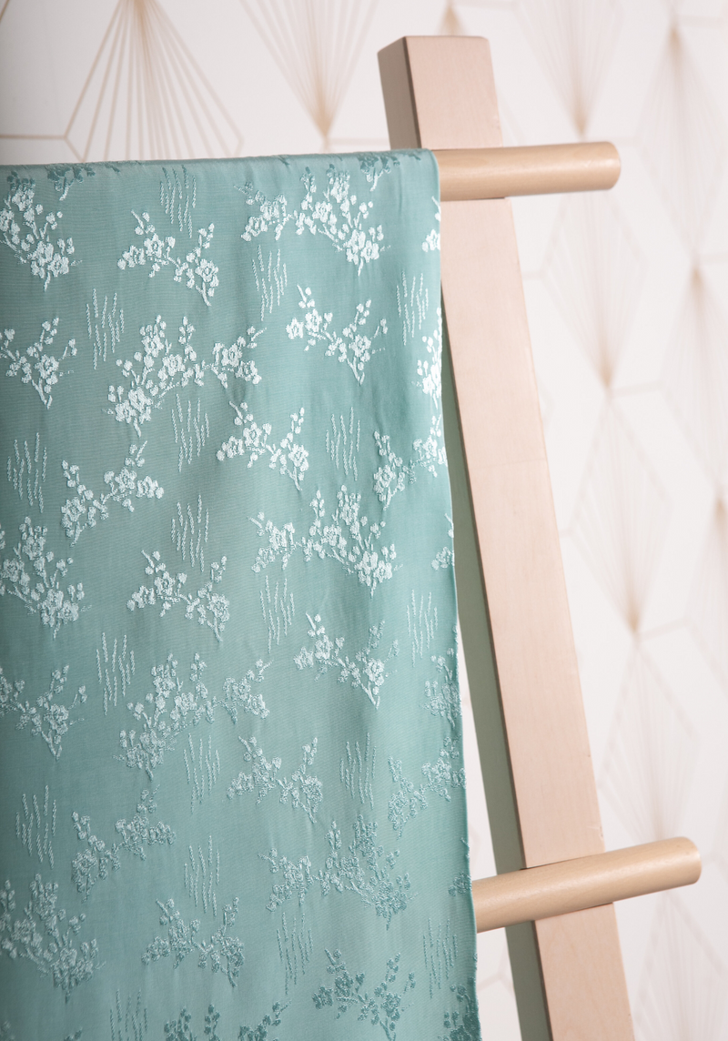 Tissu jacquard de viscose Lily Menthe