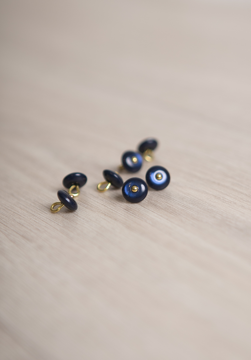 Bouton à queue Wink Bleu Navy 10 mm