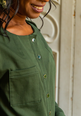 Bouton Dot kaki à paillettes dorées 15 mm