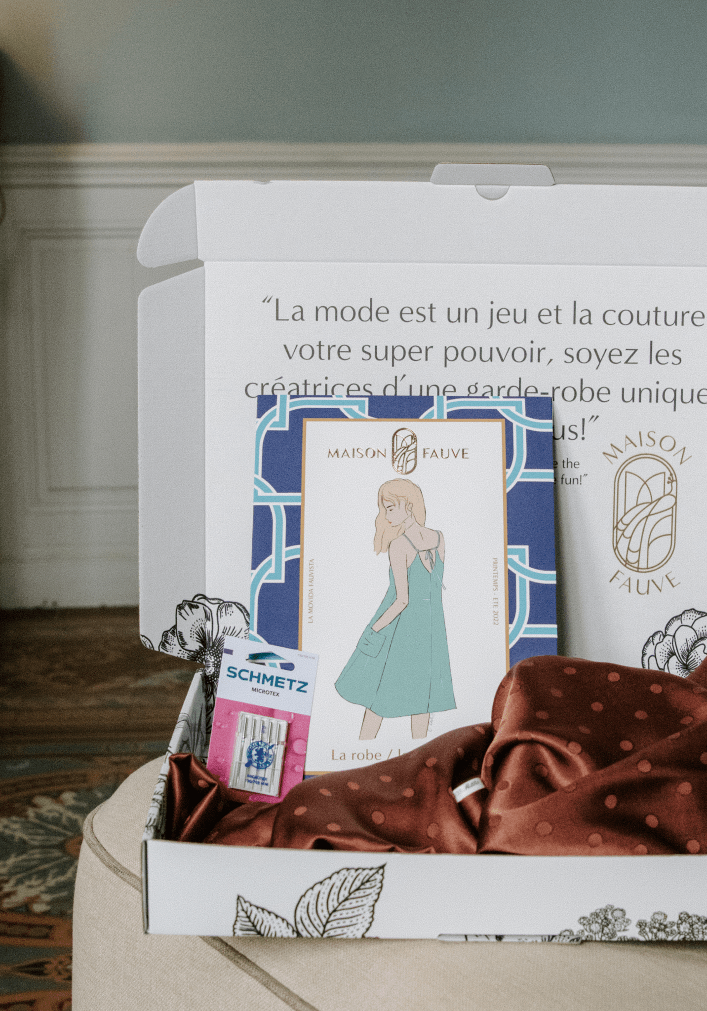 Box couture nuisette Saint - Valentin - Patron Paola et Jacquard Lucente - Maison Fauve