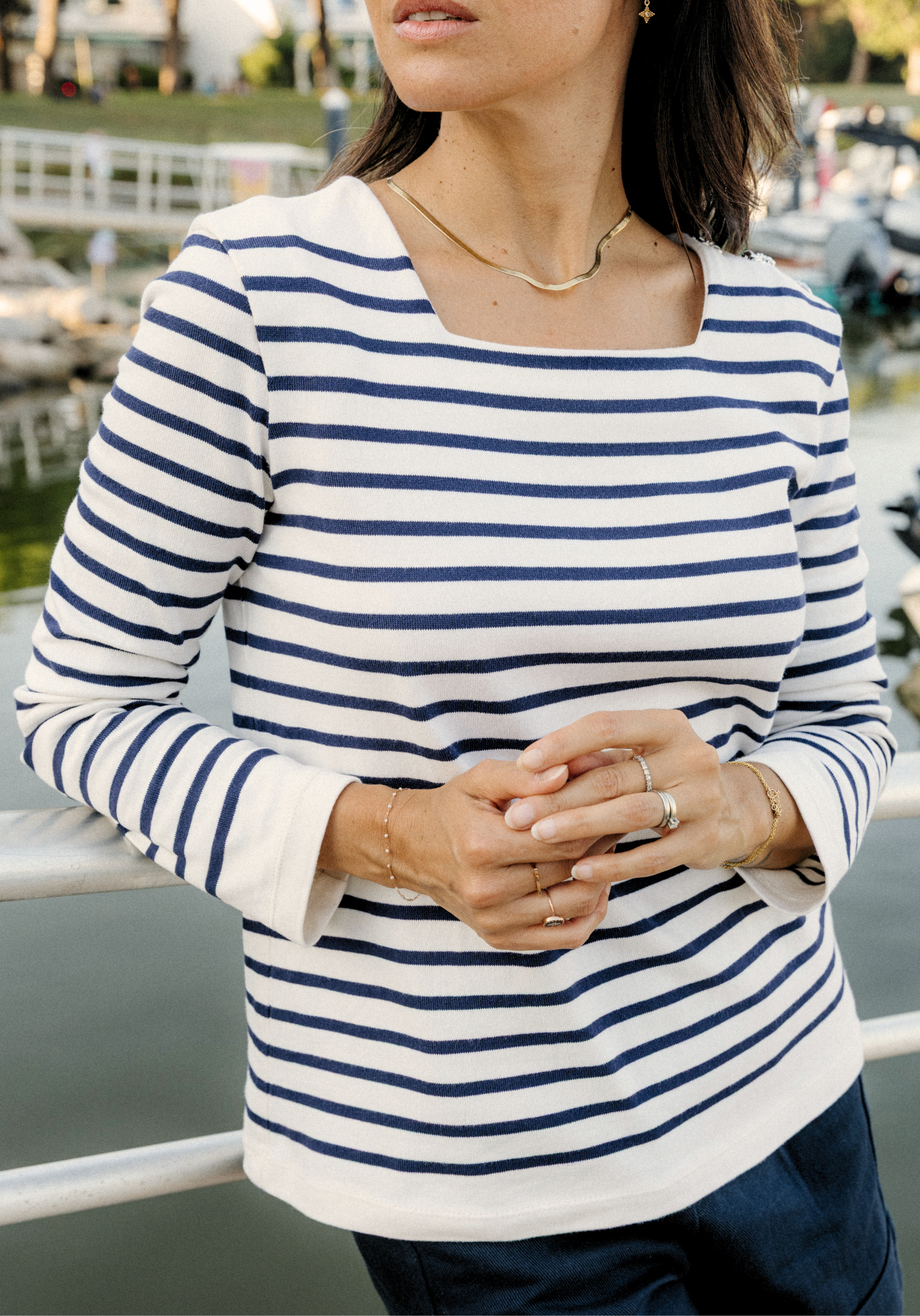 Striped Breton jersey fabric - 2 colors - Sold by the panel