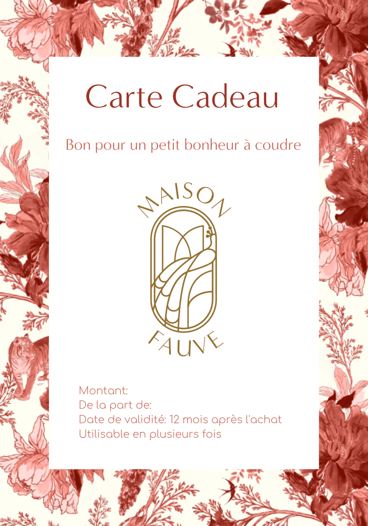 Carte cadeau couture Maison Fauve - Maison Fauve