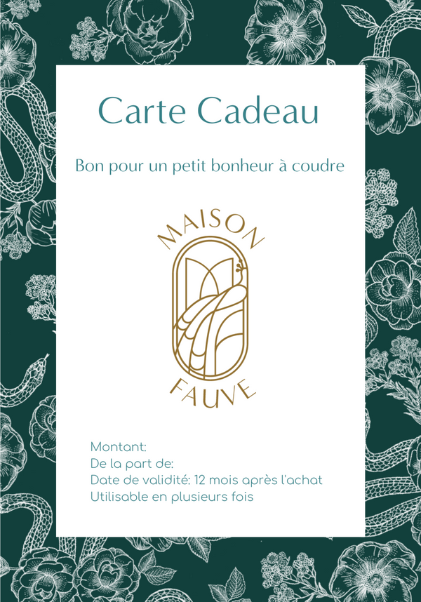 Carte cadeau couture Maison Fauve