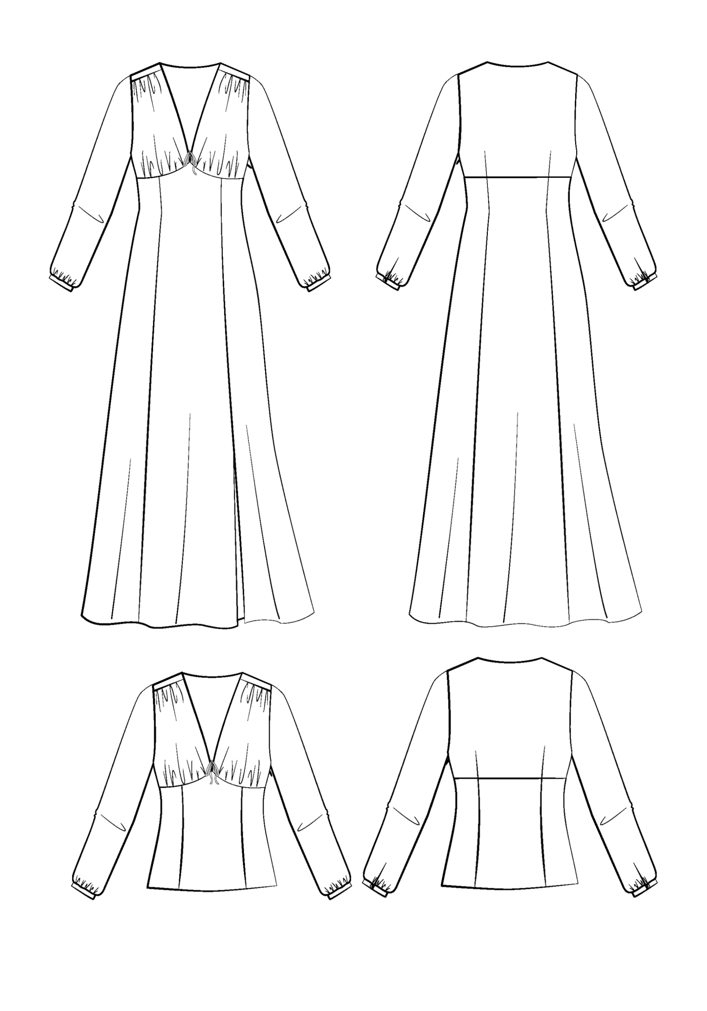 long sleeve dress template Free sewing pattern extra for Rosalie dress