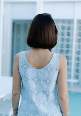 COUPON 30 cm - Tissu dentelle Botanica - Smoky Blue - Maison Fauve