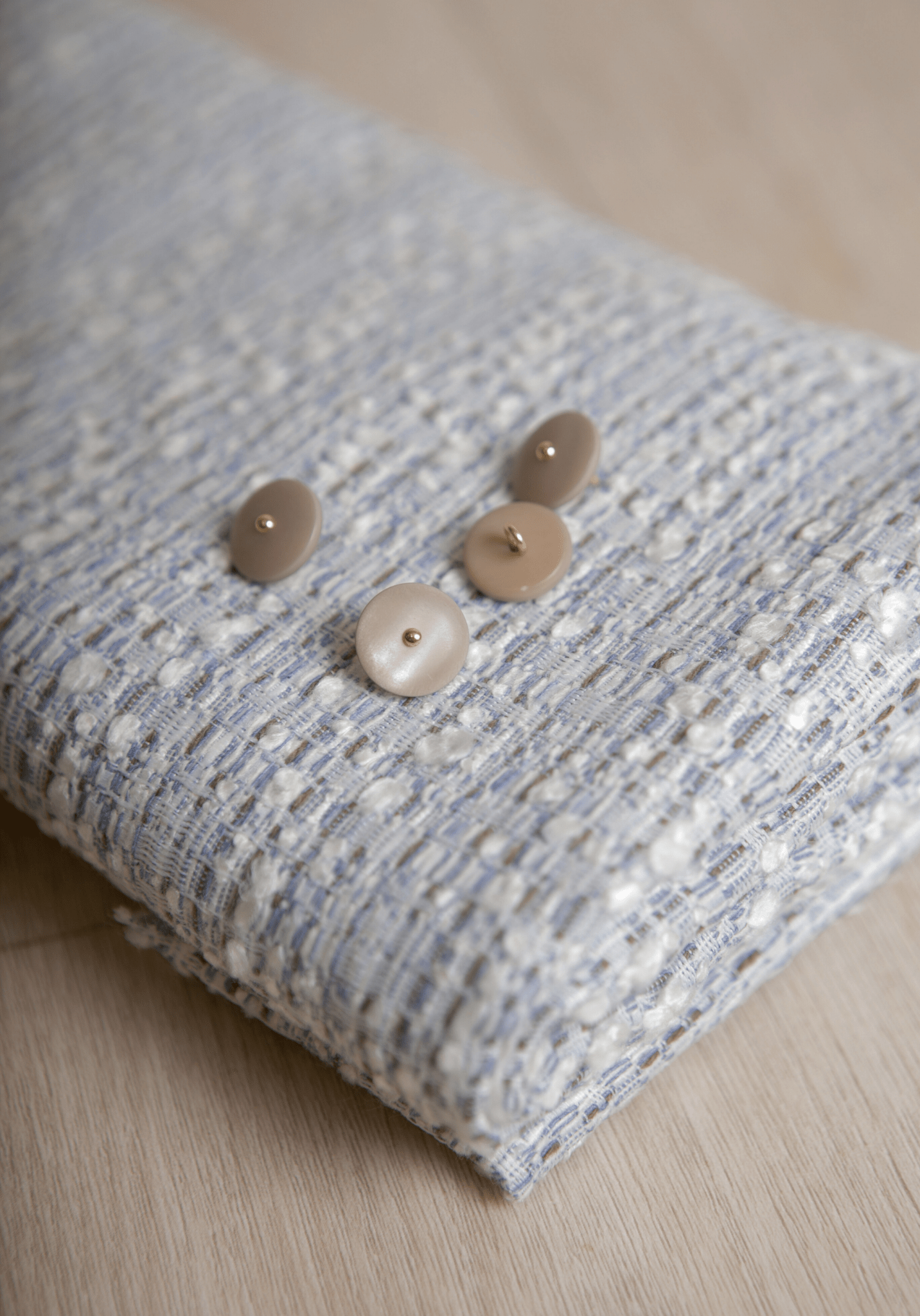 COUPONS - Tissu tweed léger - Bleu - Maison Fauve