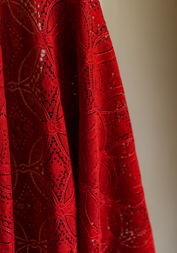 Tissu dentelle Rouge Cherry - par 10 cm