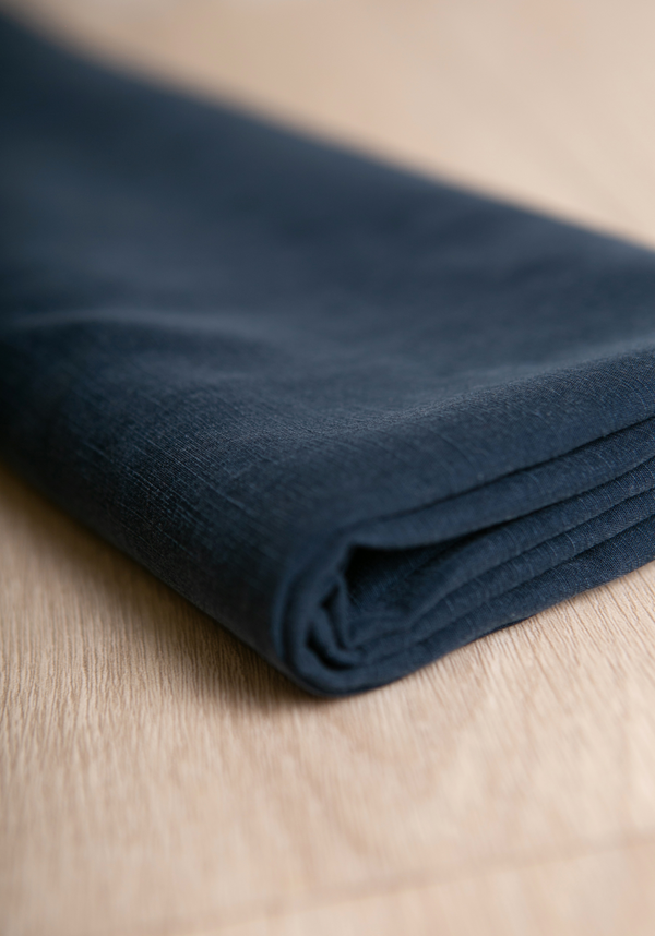 COUPONS - Tissu doupion de tencel, lin et coton - Bleu Navy