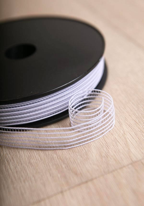 Ruban élastique fronceur – Blanc 15 mm