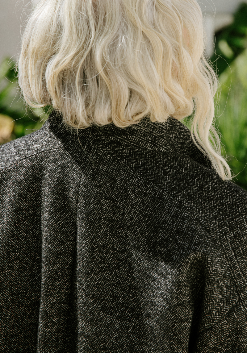 Tissu Tweed Chevrons en Laine - Noir