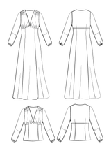 Complément PDF gratuit Robe Rosalie manches longues / PDF (A4, A3, A0, US Letter) - Cadres, Calques par Taille, Vidéoprojection