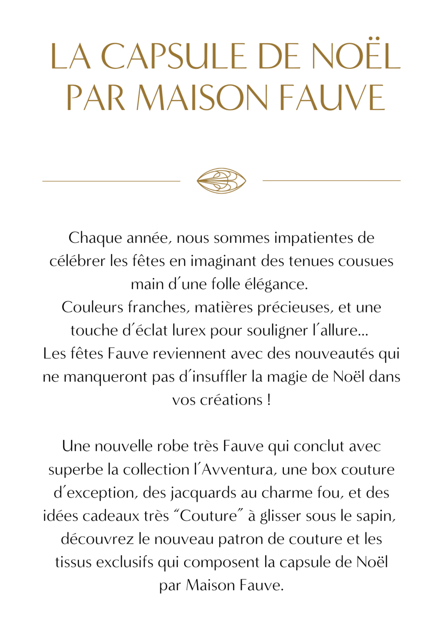 Le Lookbook de la capsule LES FÊTES FAUVE - Maison Fauve