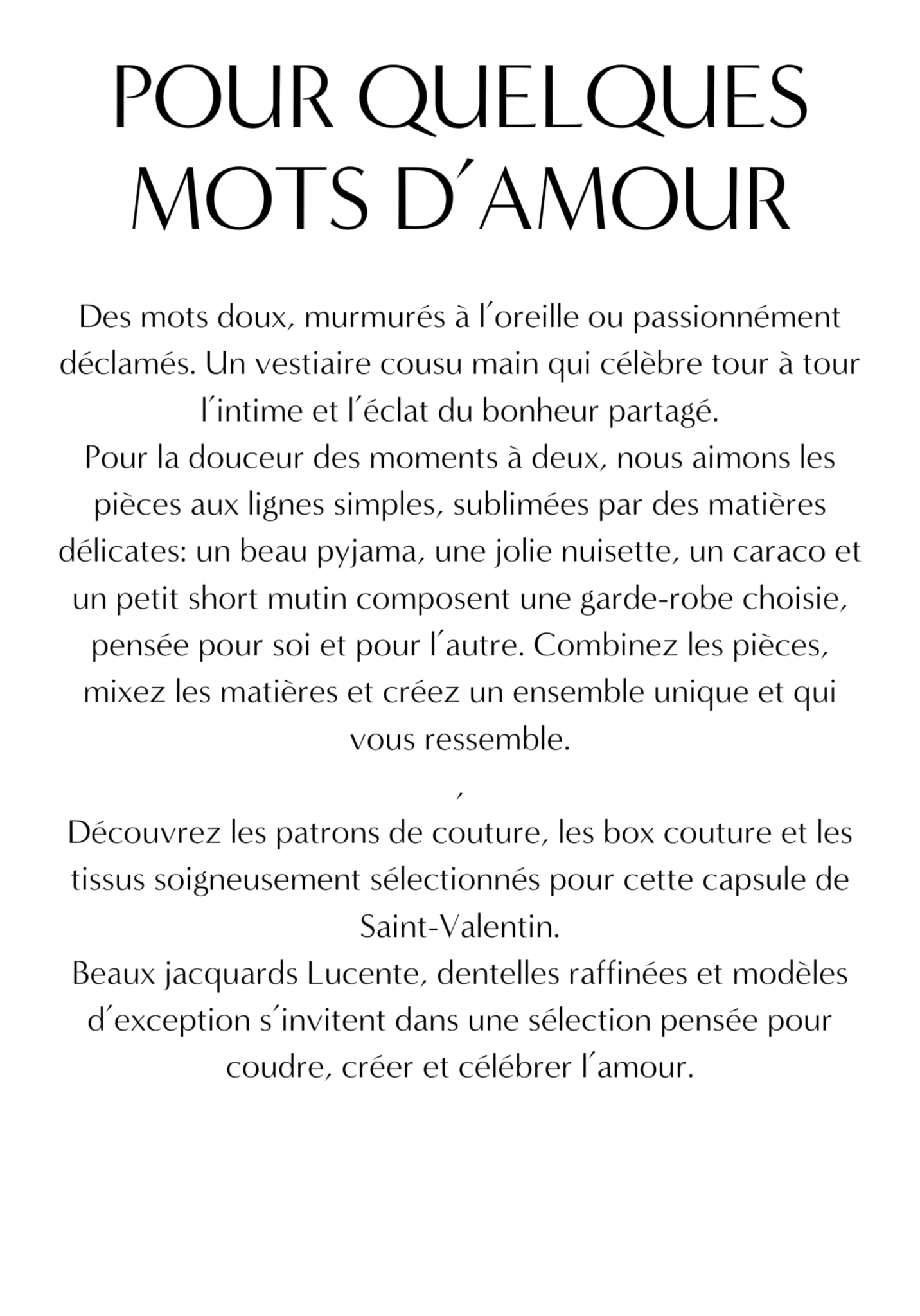 Le Lookbook de la capsule POUR QUELQUES MOTS D'AMOUR - Maison Fauve
