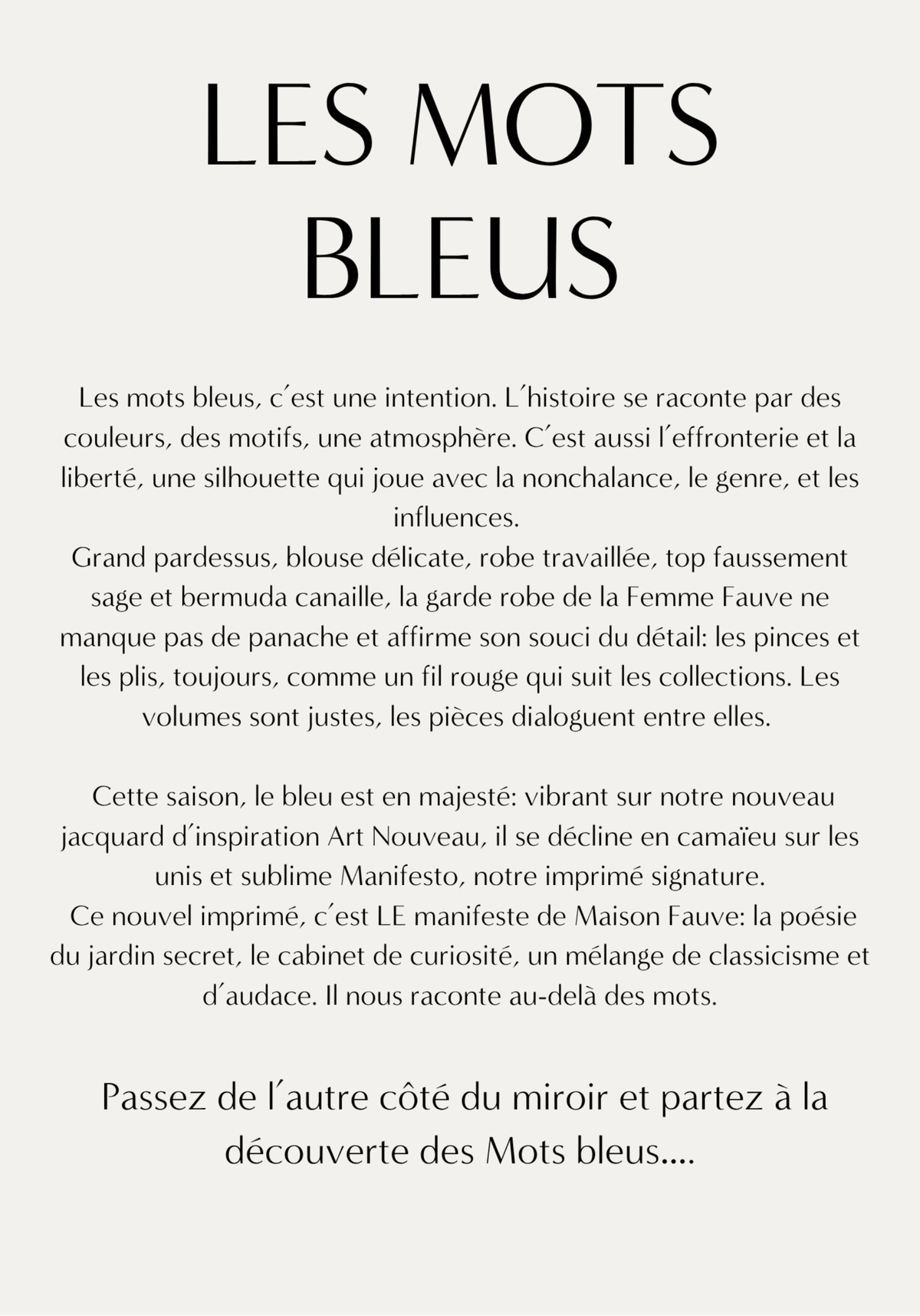 The Les Mots Bleus Collection Lookbook