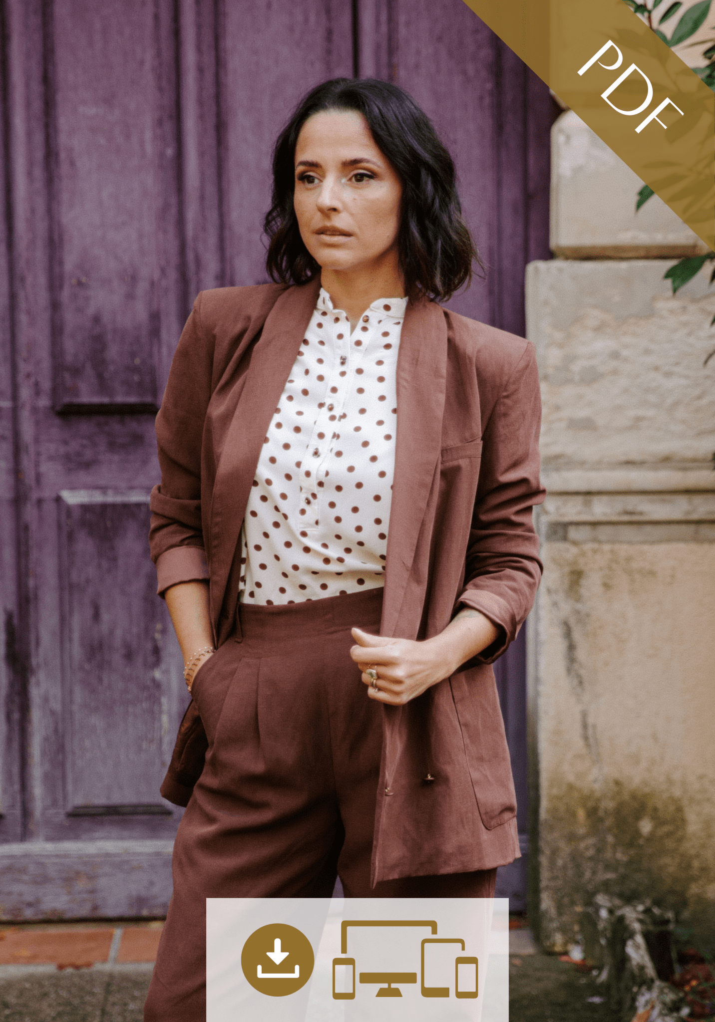 Patron couture blazer Mimosa / PDF (A4, A3, A0, US Letter) - Cadres, Calques par Taille, Vidéoprojection - Maison Fauve
