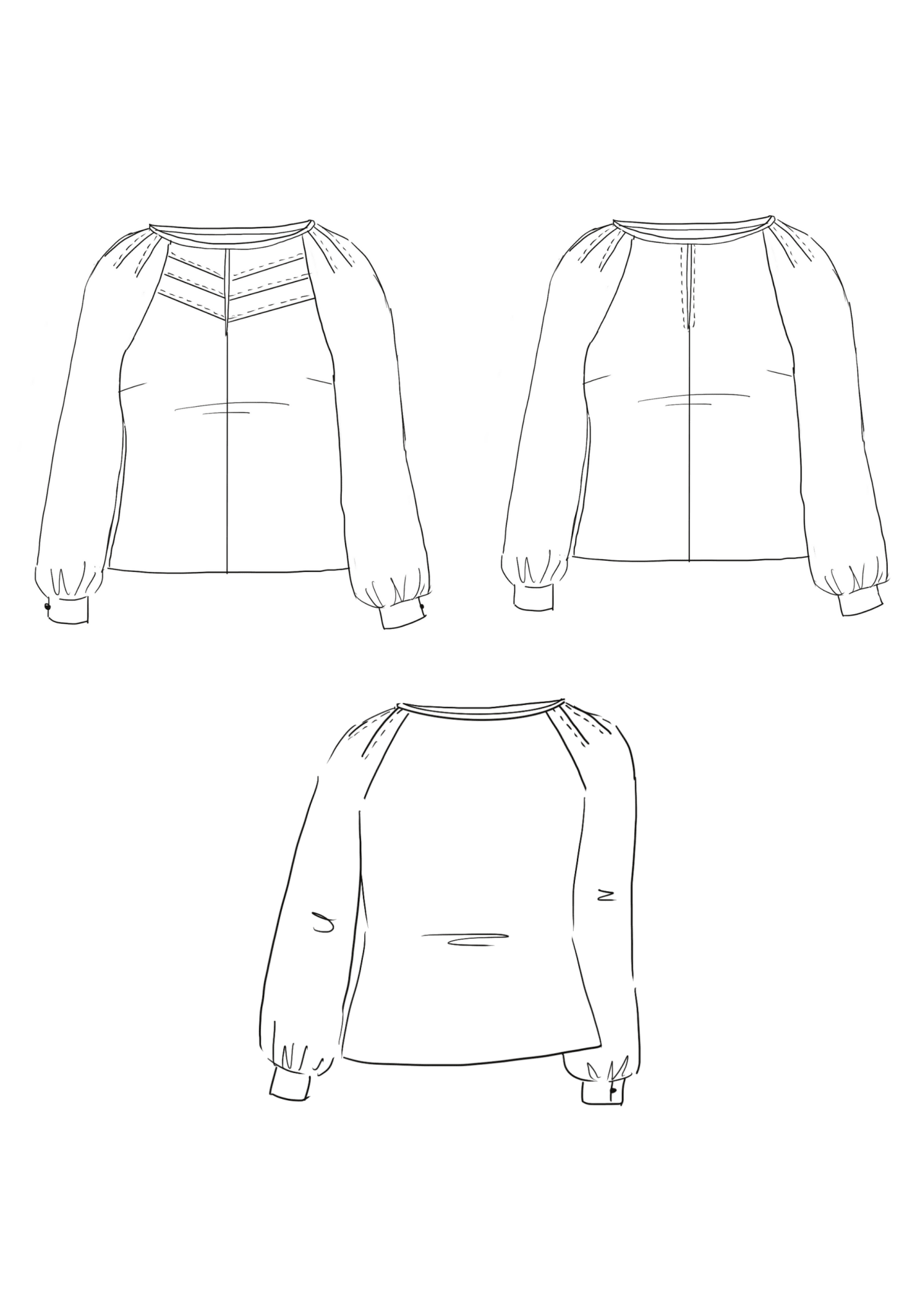 Patron couture blouse Chelsea / PDF (A4, A3, A0, US Letter) - Cadres, Calques par Taille, Vidéoprojection - Maison Fauve