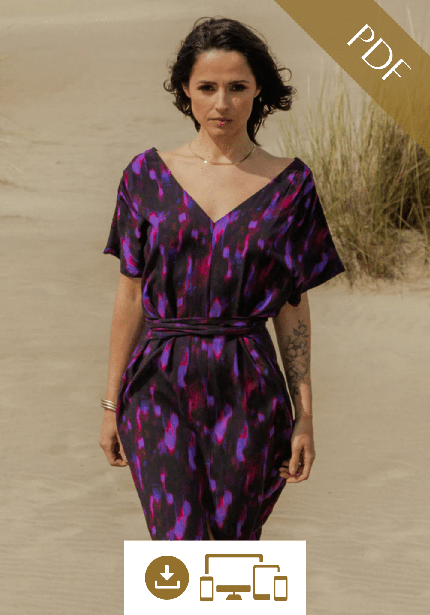 Patron couture Débutant - La robe Transat / PDF (A4, A3, A0, US Letter) - Cadres, Calques par Taille, Vidéoprojection - Maison Fauve