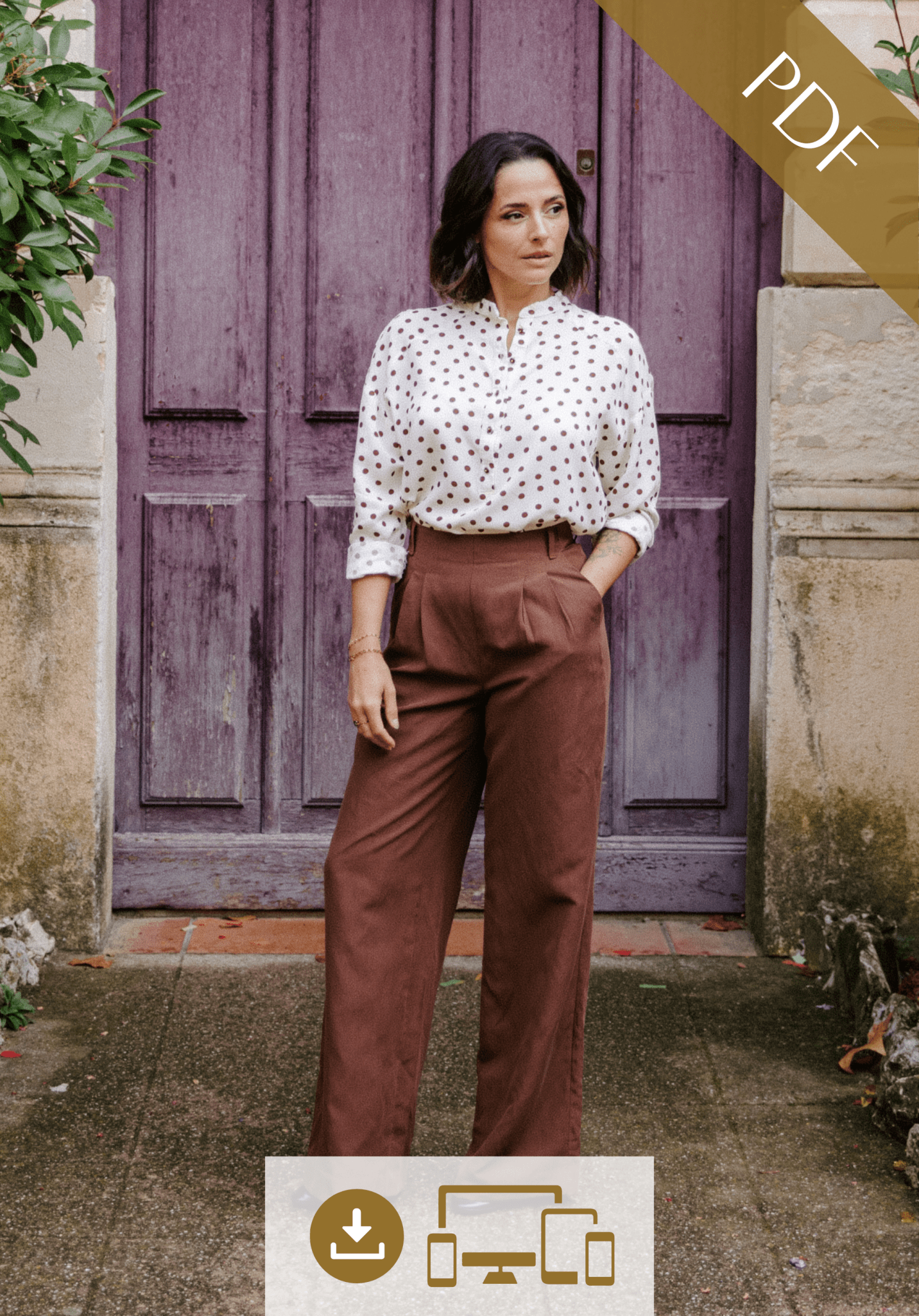 Patron couture pantalon Brooklyn / PDF (A4, A3, A0, US Letter) - Cadres, Calques par Taille, Vidéoprojection - Maison Fauve