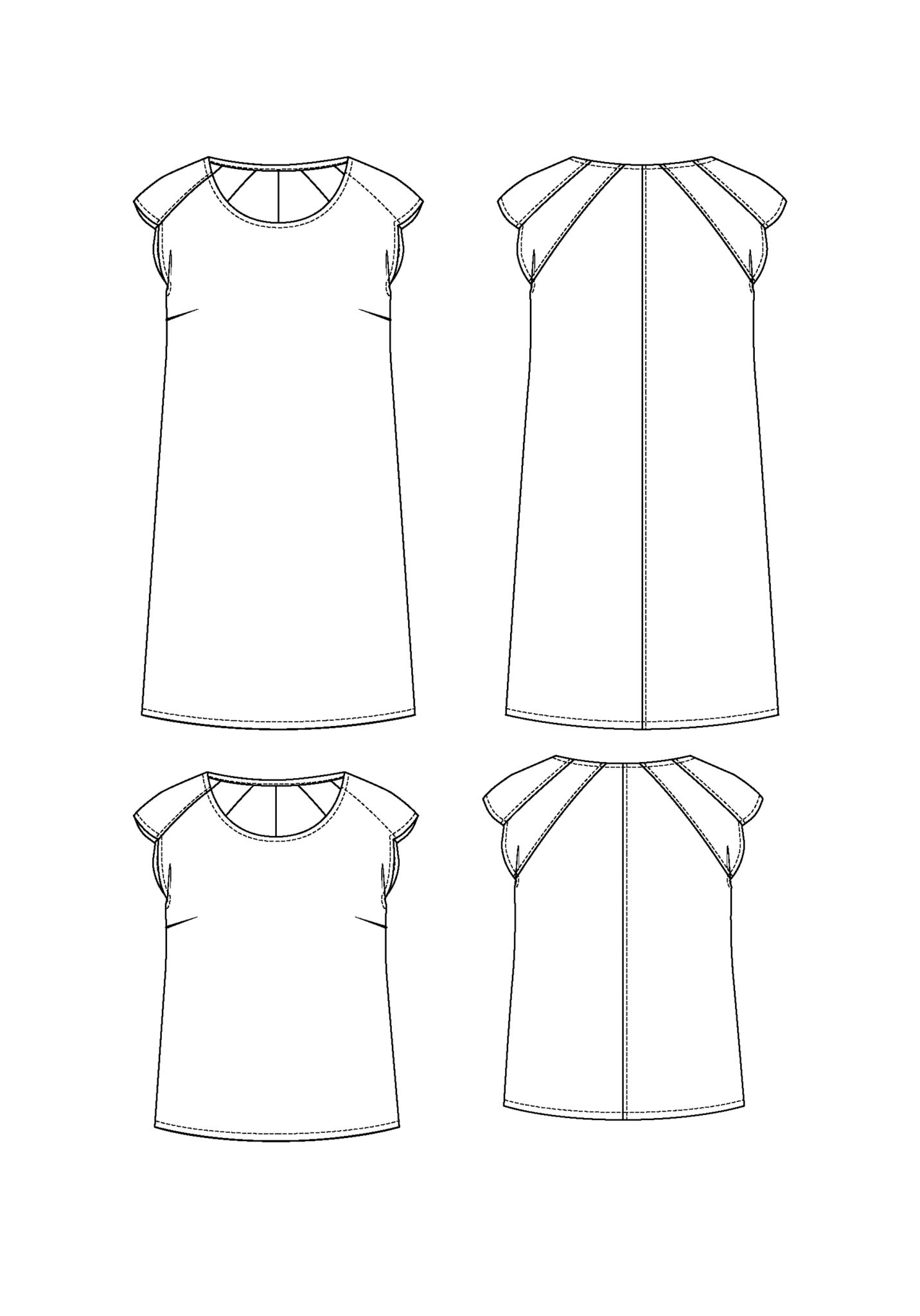Patron couture robe, blouse Daïquiri / PDF (A4, A3, A0, US Letter) - Cadres, Calques par Taille, Vidéoprojection - Maison Fauve