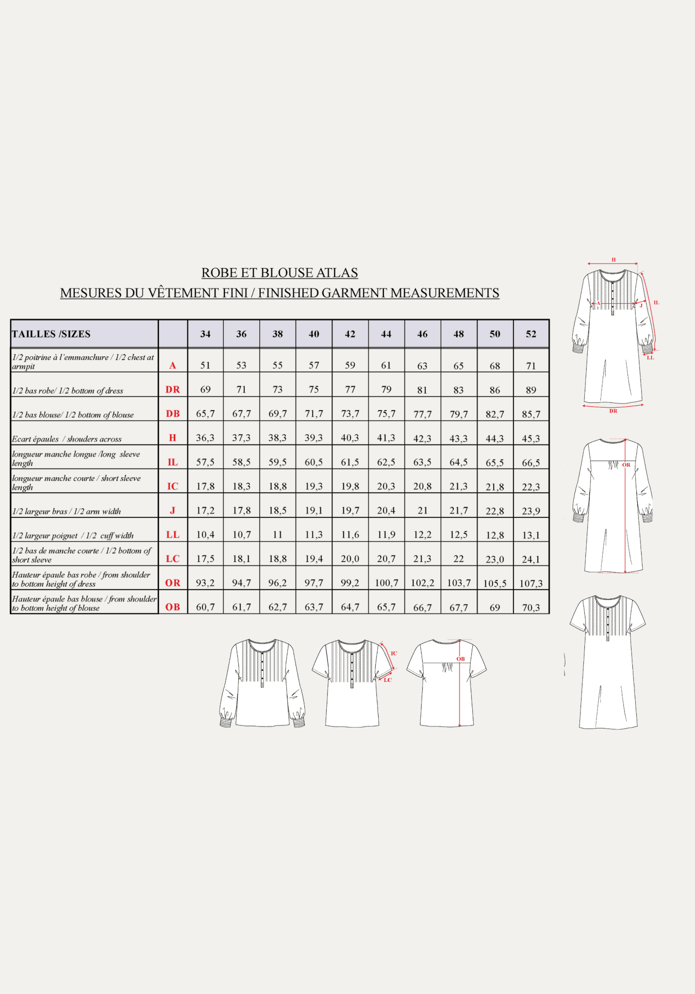 Patron couture robe chemise Atlas / PDF (A4, A3, A0, US Letter) - Cadres, Calques par Taille, Vidéoprojection - Maison Fauve