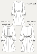 Patron couture robe Primrose / PDF (A4, A3, A0, US Letter) - Cadres, Calques par Taille, Vidéoprojection - Maison Fauve