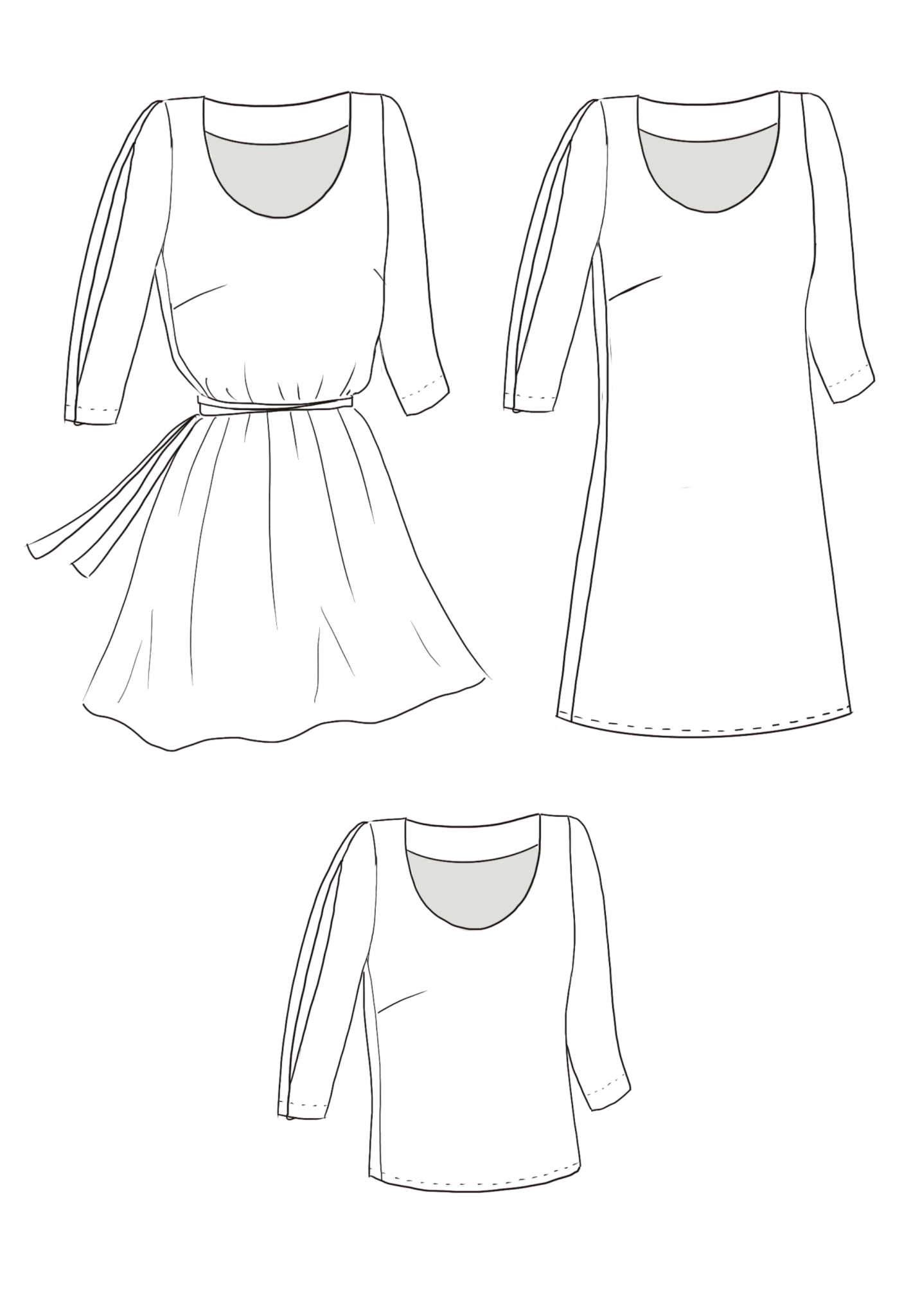 Patron couture robe, top Niki / PDF (A4, A3, A0, US Letter) – Tailles 34 à 56 – Cadres, Calques par Taille, Vidéoprojection - Maison Fauve