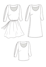 Patron couture robe, top Niki / PDF (A4, A3, A0, US Letter) – Tailles 34 à 56 – Cadres, Calques par Taille, Vidéoprojection - Maison Fauve