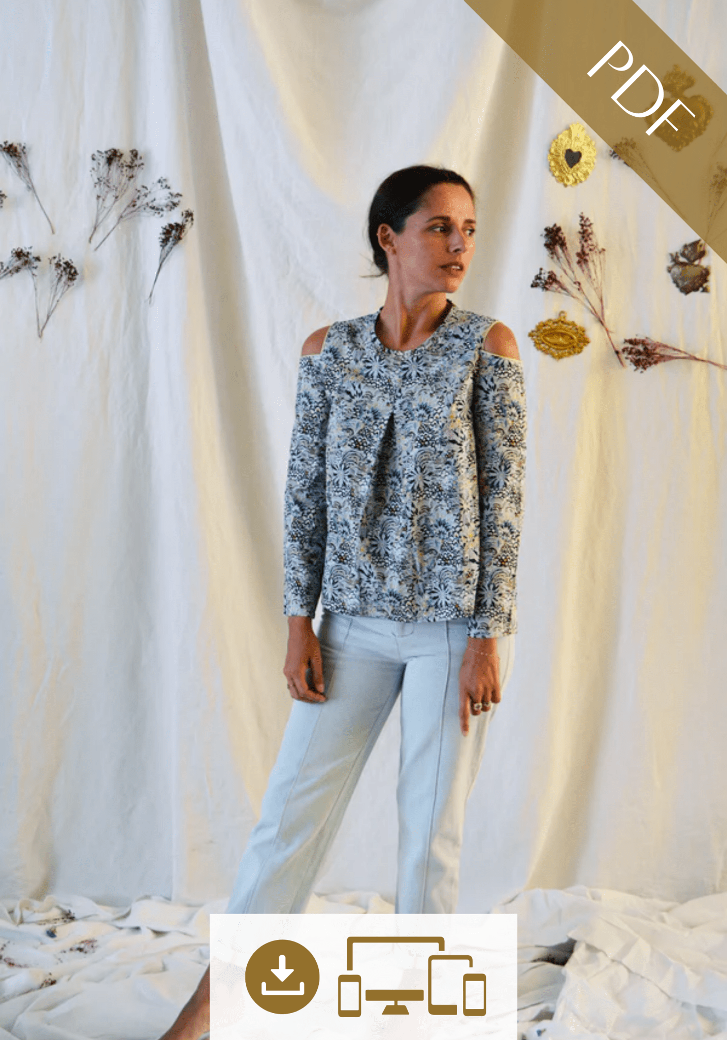 Patron couture top Balmoral / PDF (A4, A3, A0, US Letter) – Tailles 34 à 56 – Cadres, Calques par Taille, Vidéoprojection - Maison Fauve