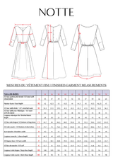 Notte dress sewing pattern - Paper pattern