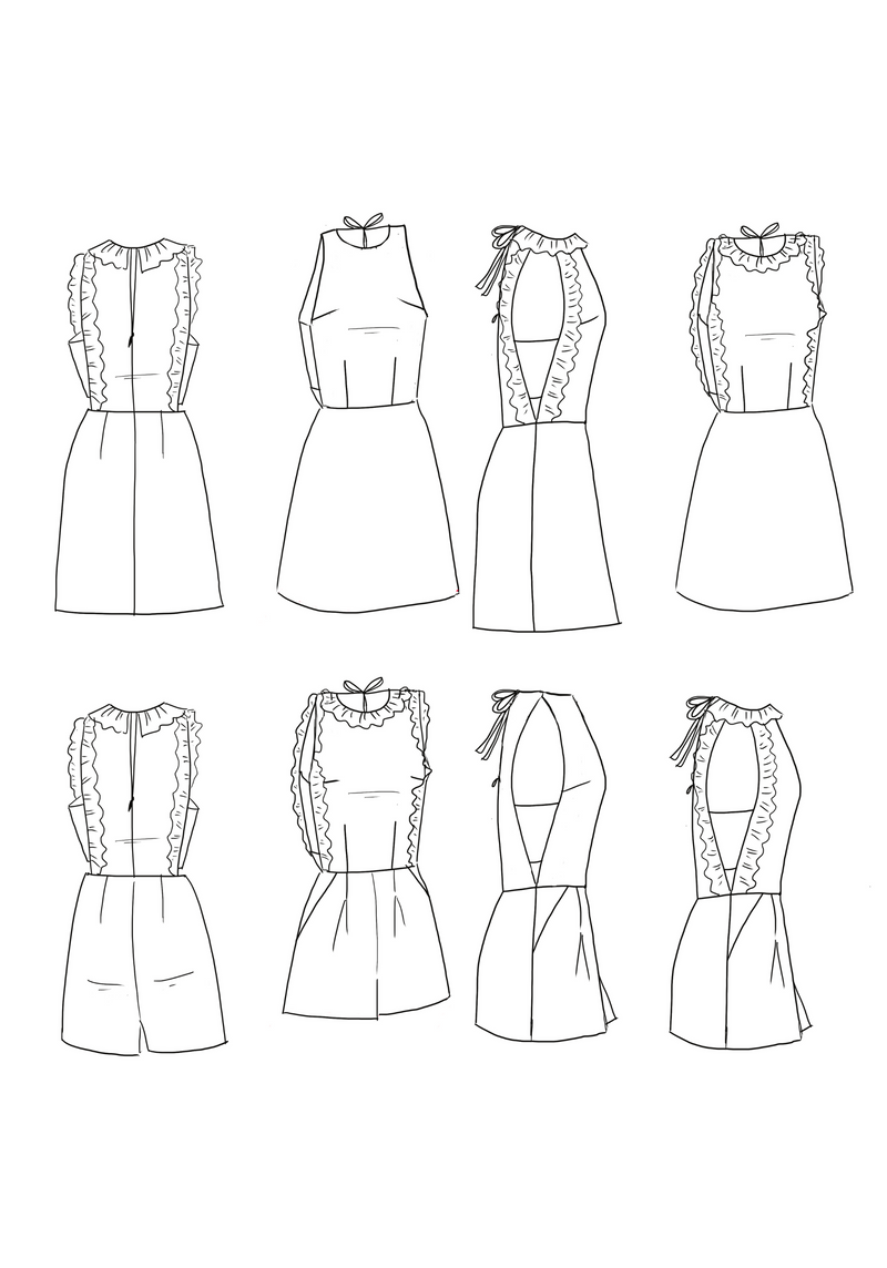 Patron couture robe, combinaison Luz / Patron PDF (A0, A3, A4 et US letter)