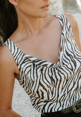 Tissu popeline de viscose imprimée Savage - Tigre Cumin ou Blanc Zèbre