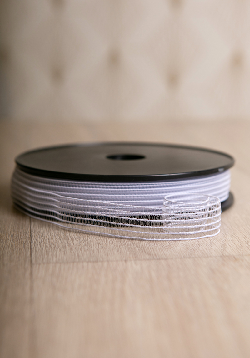 Elastic Gathering Ribbon – White 15 mm