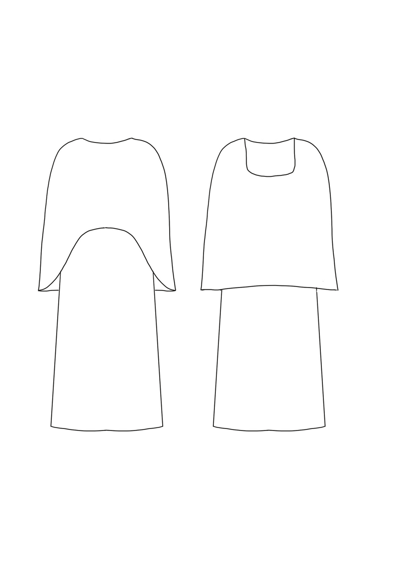 Patron couture robe cape Bonnie / PDF (A4, A3, A0, US Letter) - Cadres, Calques par Taille, Vidéoprojection