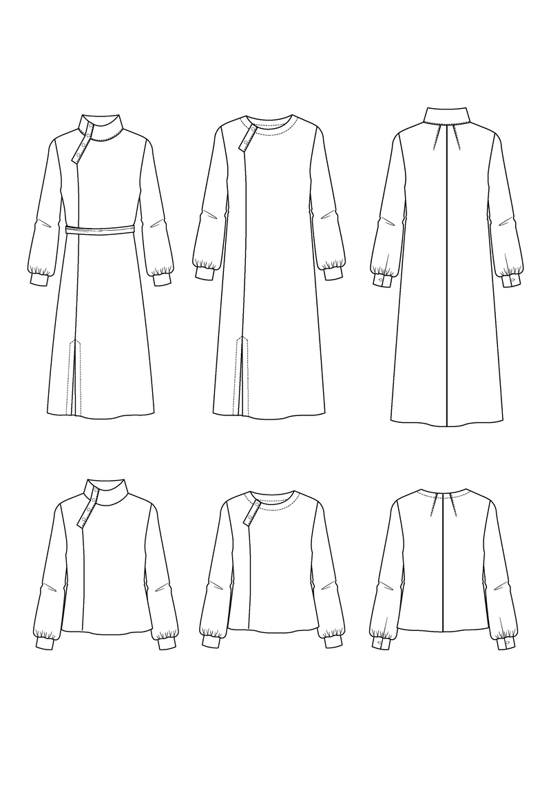 Dress sewing pattern, Soliflore blouse / Pouch pattern
