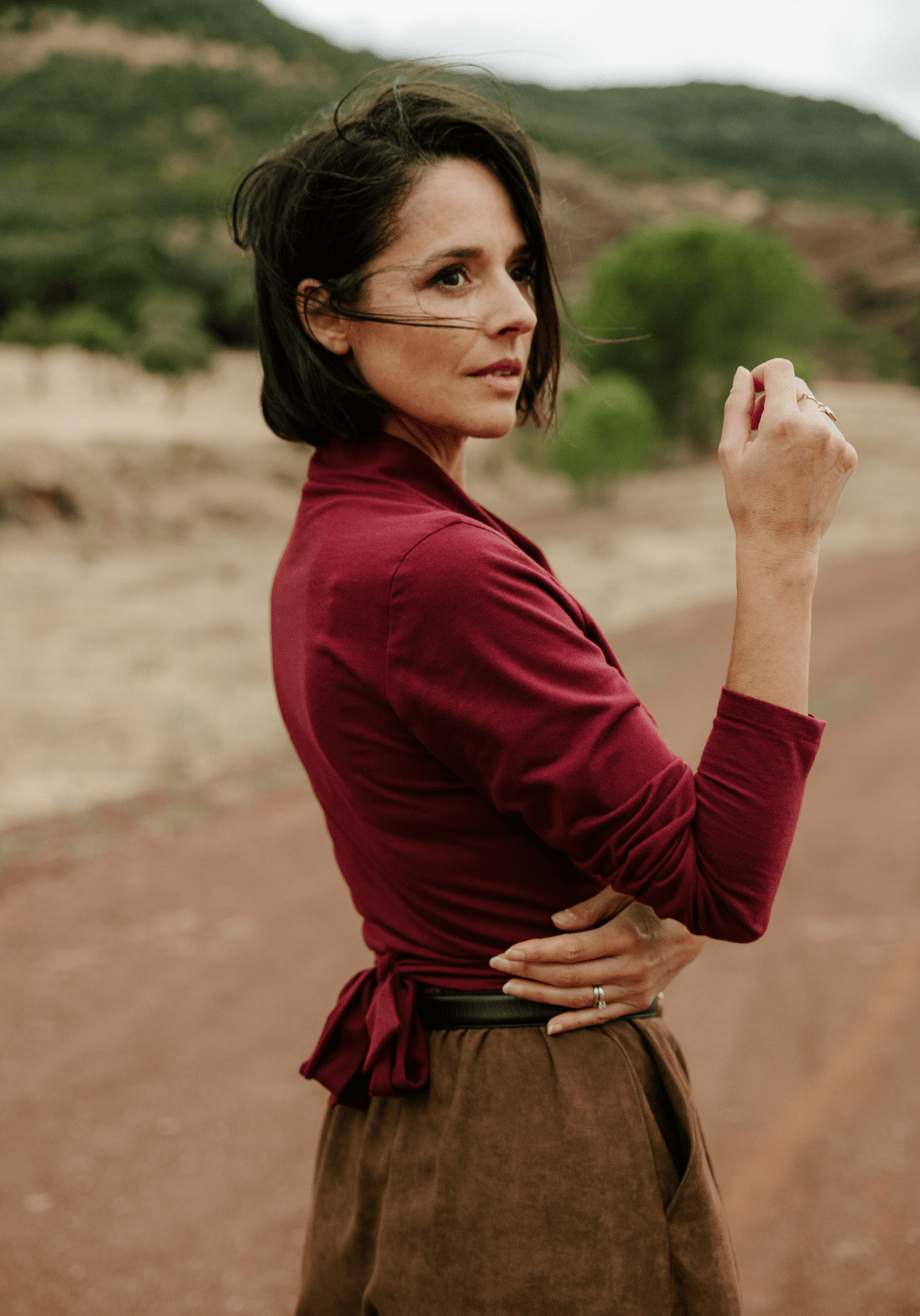 Soft jersey 100 % coton bordeaux et rose poudré - Maison Fauve