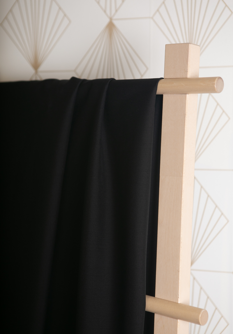 Black wool suiting fabric