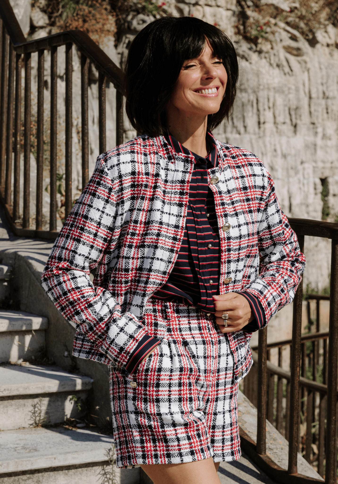 Tissu Tweed Bouclé Tartan - Laine & Coton - Maison Fauve