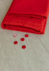 Tissu voile de coton - Rouge Passion - COUPON 50cm - Maison Fauve