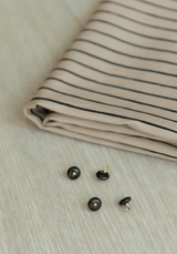 Tissu voile poly viscose à rayures Horizon – Marine / Beige & Encre - Maison Fauve